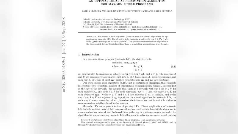 An optimal local approximation algorithm for max-min linear programs