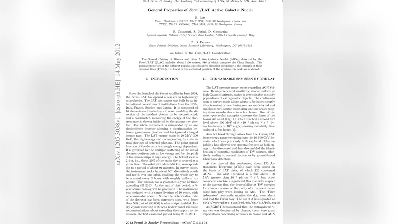 General Properties of Fermi/LAT Active Galactic Nuclei