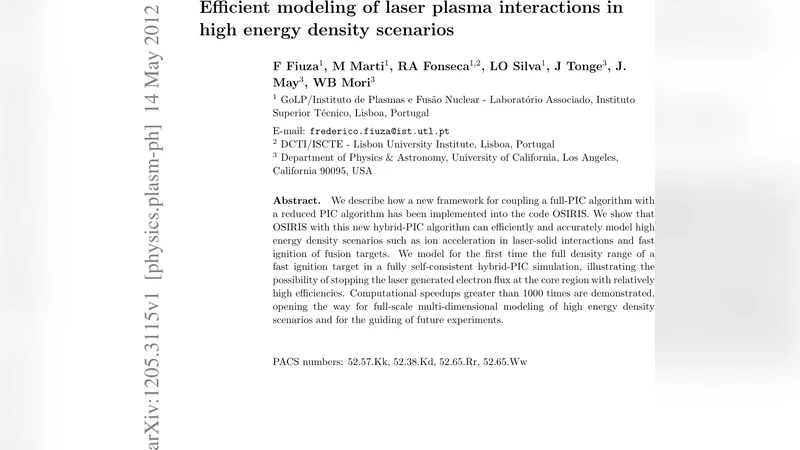 Efficient modeling of laser plasma interactions in high energy density   scenarios