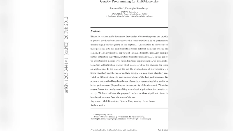 Genetic Programming for Multibiometrics