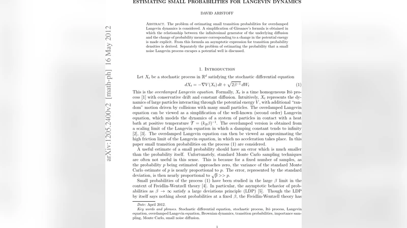 Estimating Small Probabilities for Langevin Dynamics