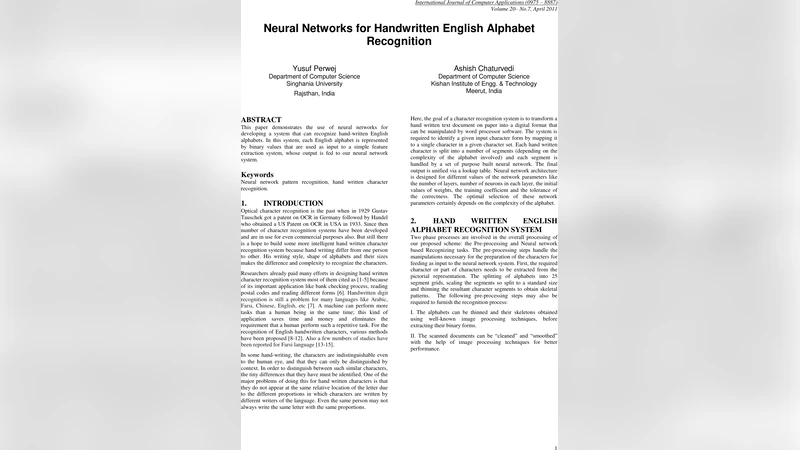 Neural Networks for Handwritten English Alphabet Recognition