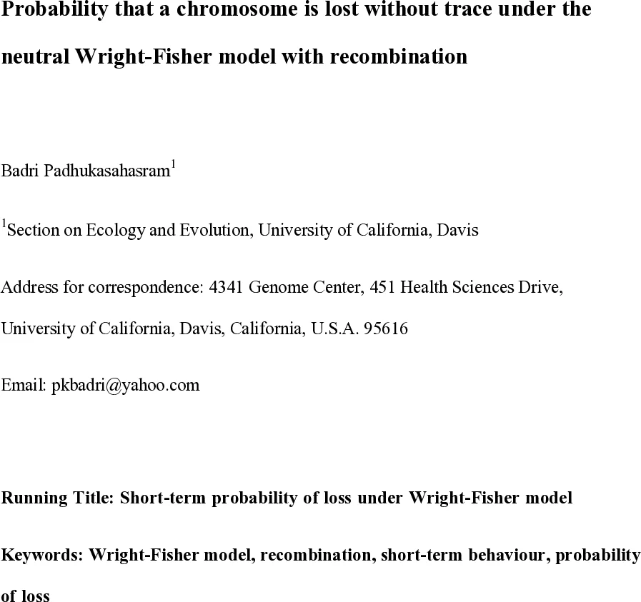 Probability that a chromosome is lost without trace under the neutral   Wright-Fisher model with recombination