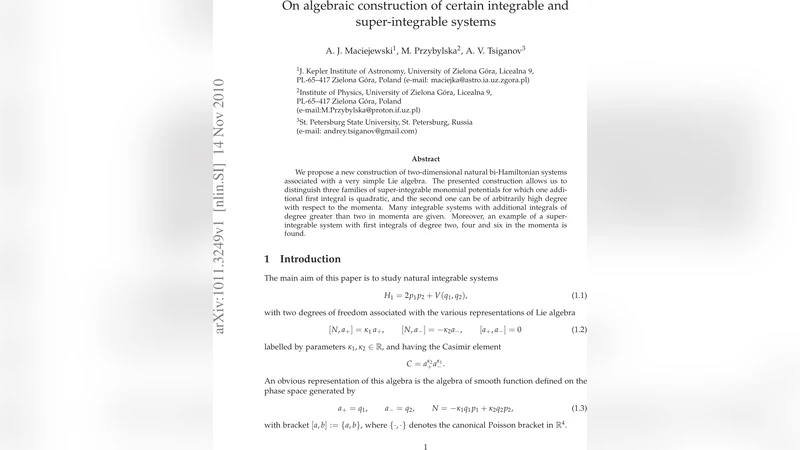 On algebraic construction of certain integrable and super-integrable   systems