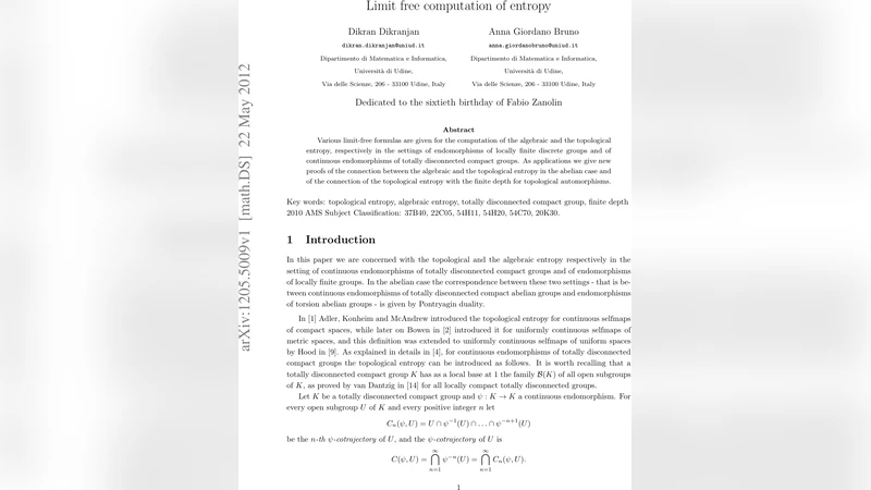Limit free computation of entropy