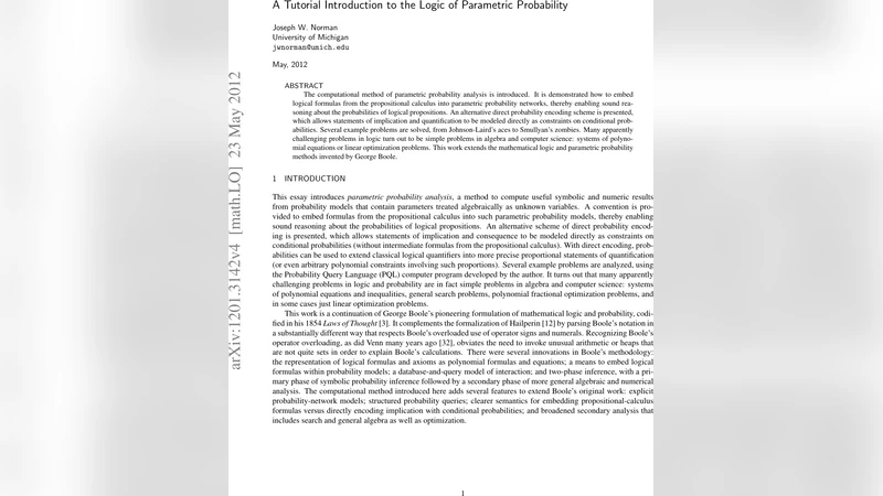 A Tutorial Introduction to the Logic of Parametric Probability