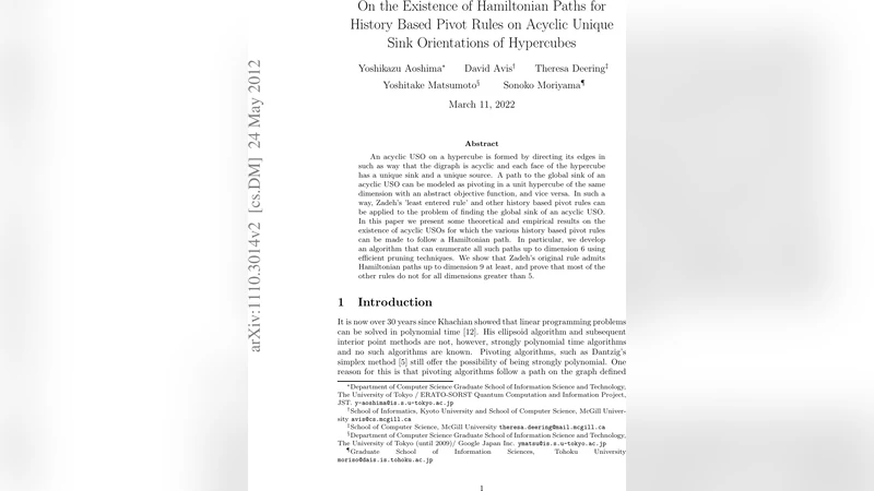 On the Existence of Hamiltonian Paths for History Based Pivot Rules on   Acyclic Unique Sink Orientations of Hypercubes