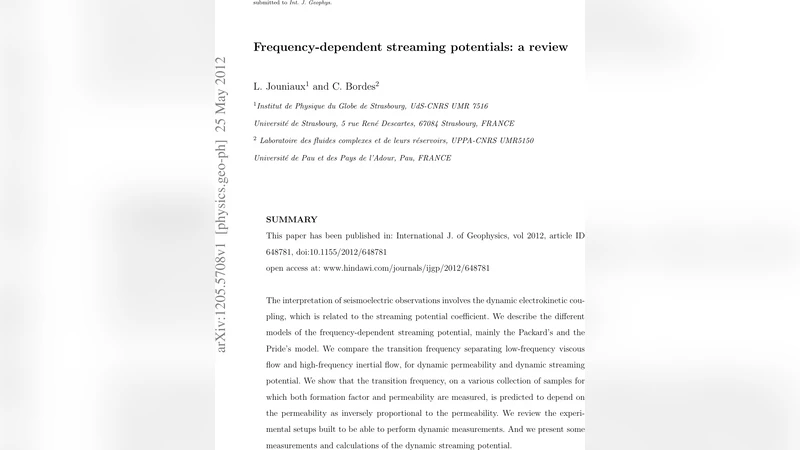 Frequency-dependent streaming potentials: a review