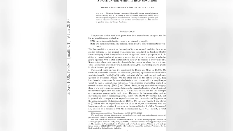 A note on the "Smith is Huq" condition