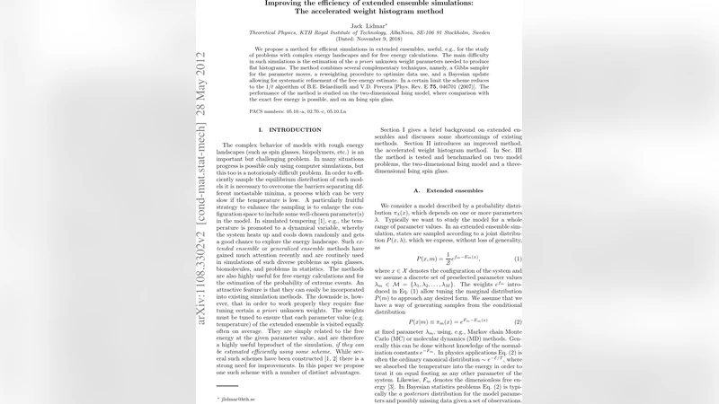 Improving the efficiency of extended ensemble simulations: The   accelerated weight histogram method