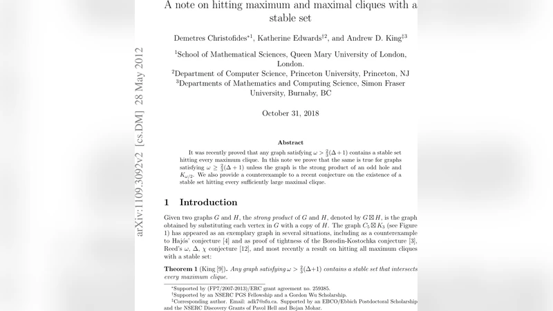 A note on hitting maximum and maximal cliques with a stable set