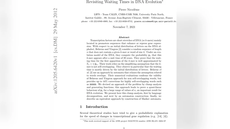 Revisiting Waiting Times in DNA evolution