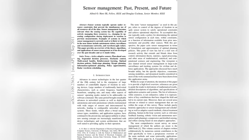 Sensor Management: Past, Present, and Future