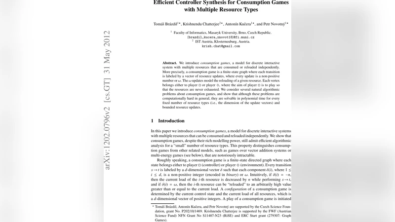 Efficient Controller Synthesis for Consumption Games with Multiple   Resource Types
