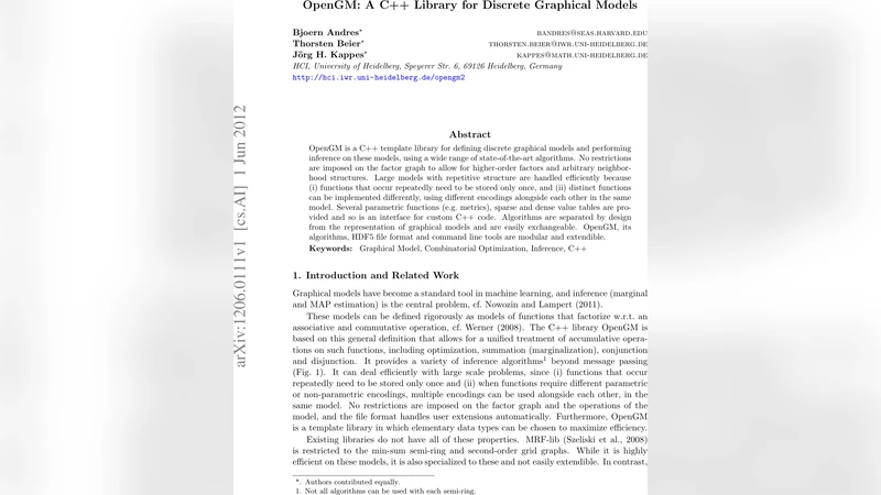 OpenGM: A C++ Library for Discrete Graphical Models