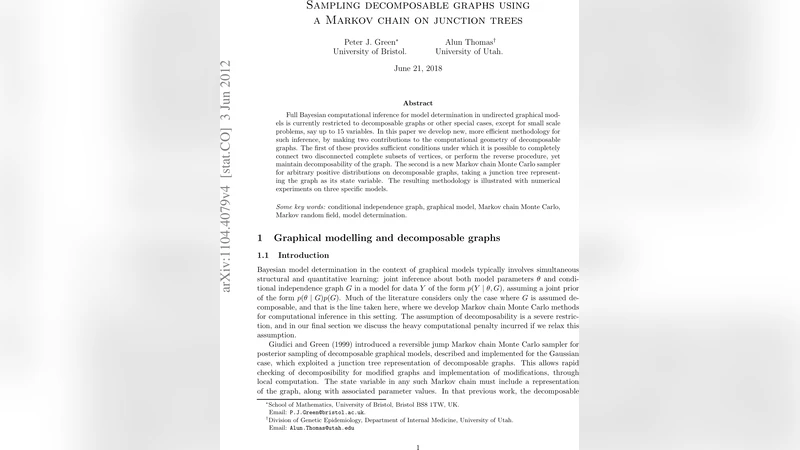 Sampling decomposable graphs using a Markov chain on junction trees