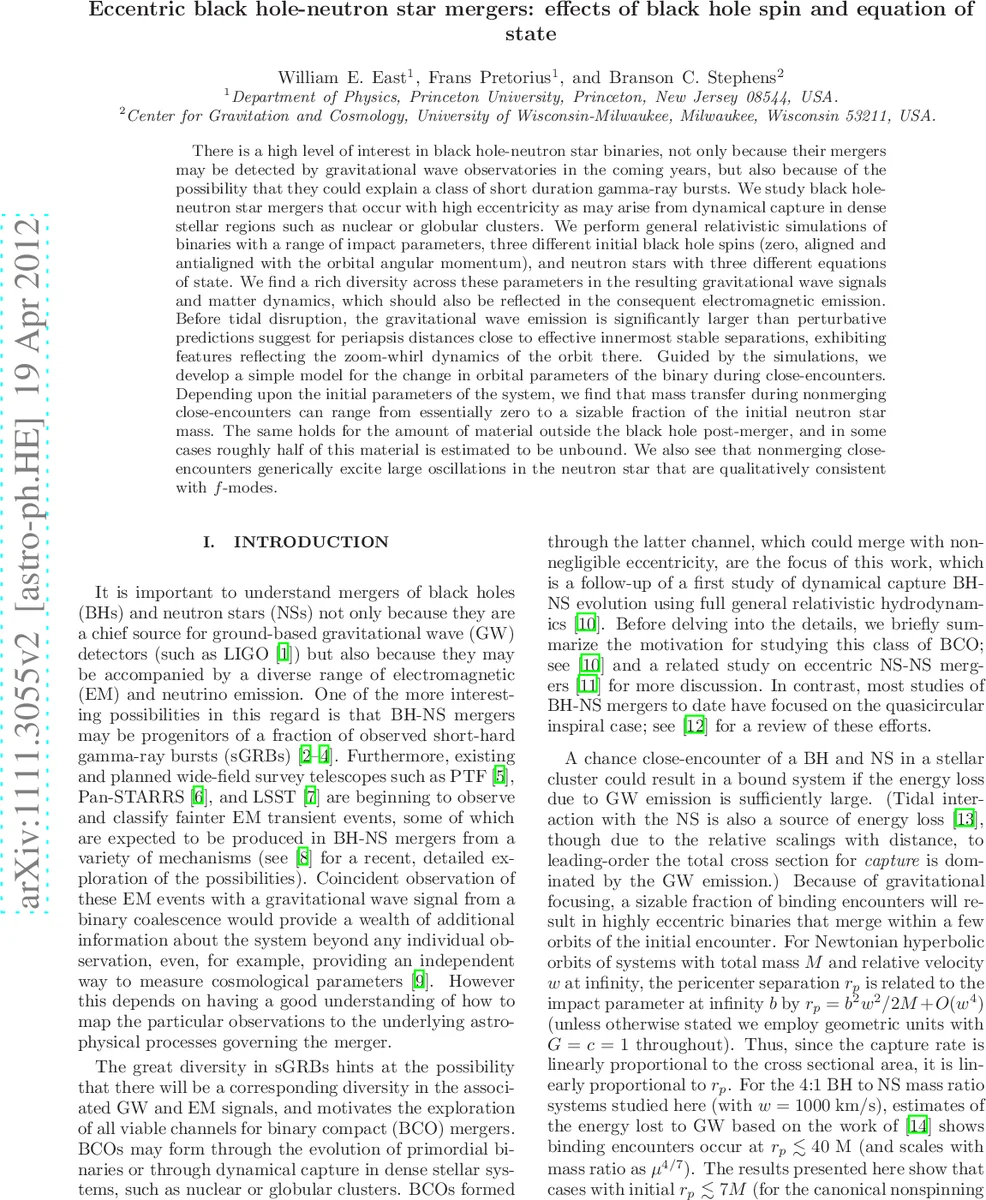 Eccentric black hole-neutron star mergers: effects of black hole spin   and equation of state