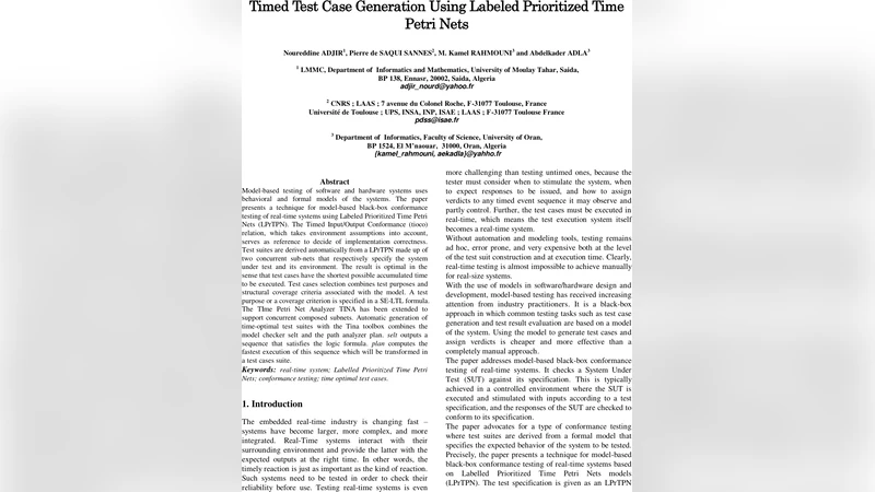 Timed Test Case Generation Using Labeled Prioritized Time Petri Nets