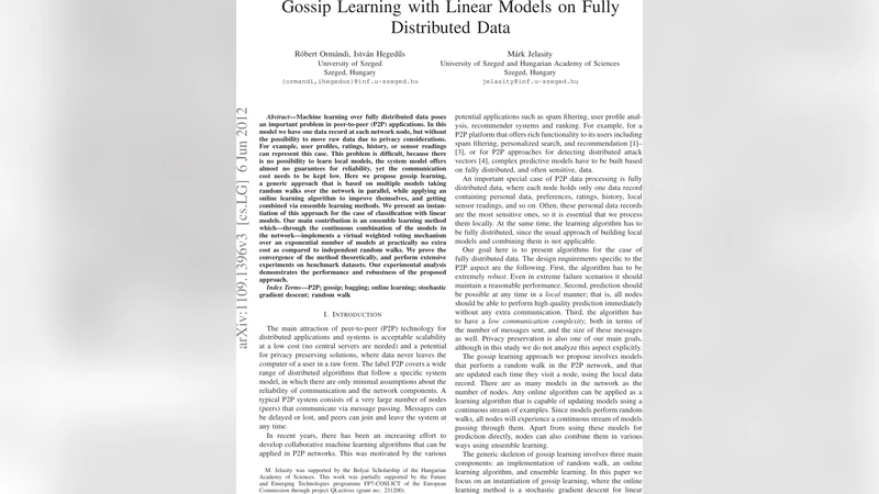 Gossip Learning with Linear Models on Fully Distributed Data