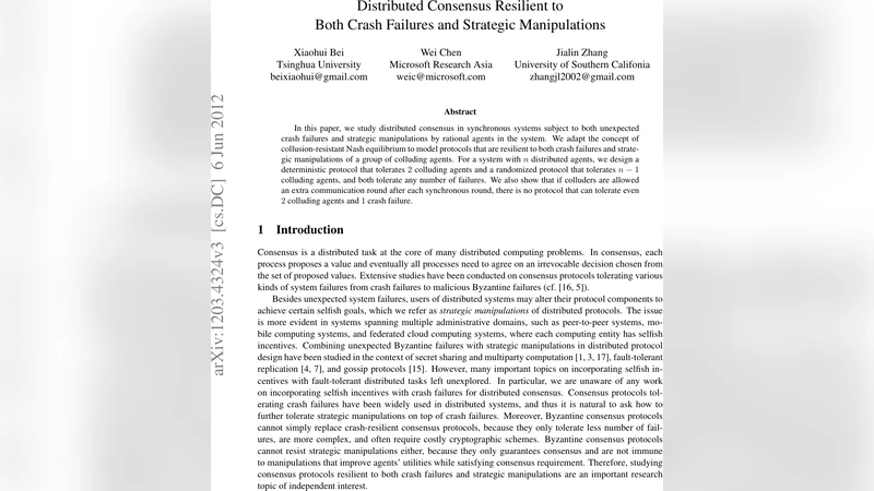 Distributed Consensus Resilient to Both Crash Failures and Strategic   Manipulations