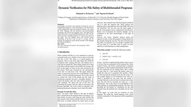 Dynamic Verification for File Safety of Multithreaded Programs
