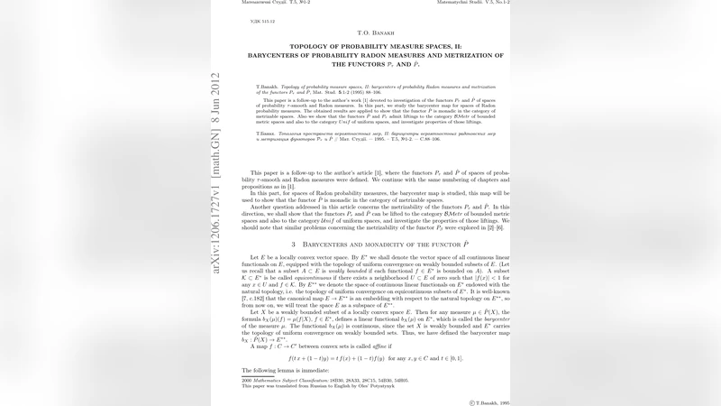 Topology of probability measure spaces, II