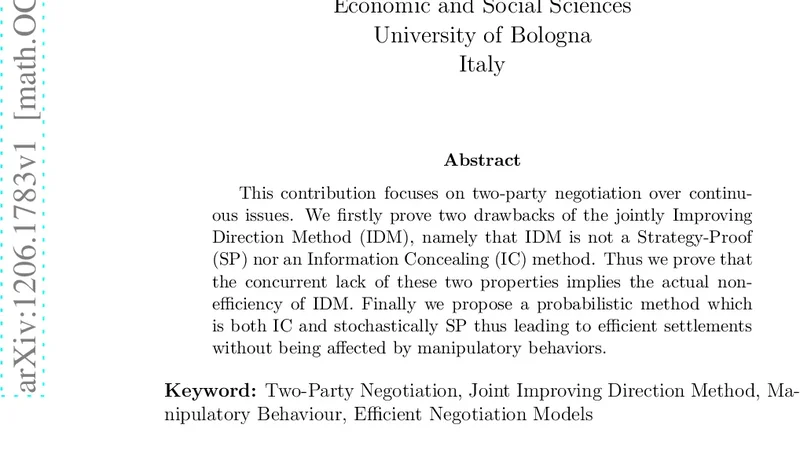 An Improved Two-Party Negotiation Over Continues Issues Method Secure   Against Manipulatory Behavior