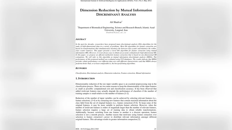 Dimension Reduction by Mutual Information Discriminant Analysis