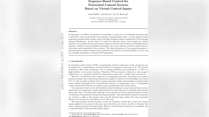 Sequence-Based Control for Networked Control Systems Based on Virtual   Control Inputs