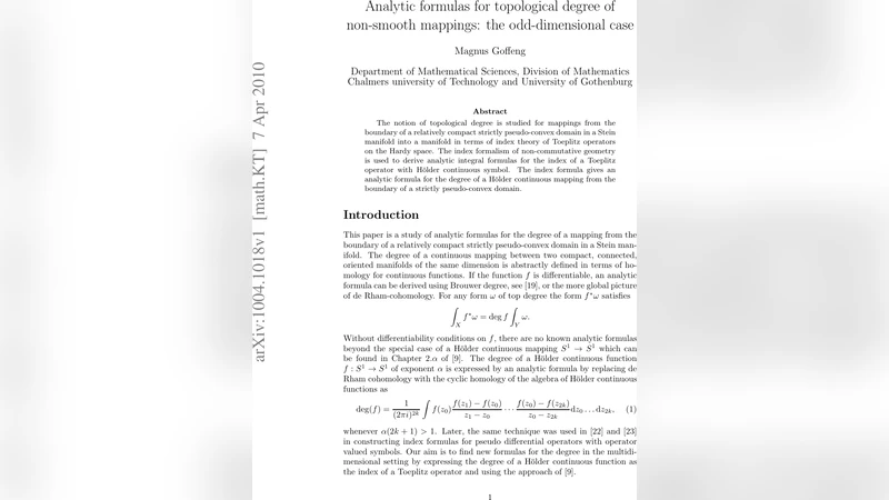 Analytic formulas for topological degree of non-smooth mappings: the   odd-dimensional case