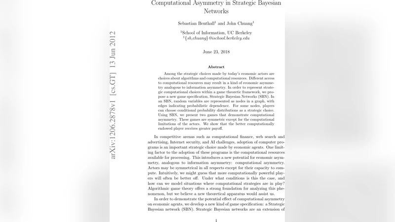 Computational Asymmetry in Strategic Bayesian Networks