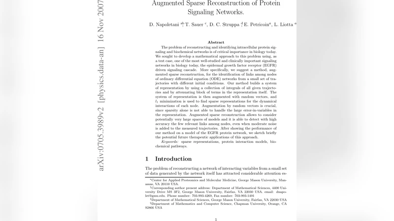 Augmented Sparse Reconstruction of Protein Signaling Networks