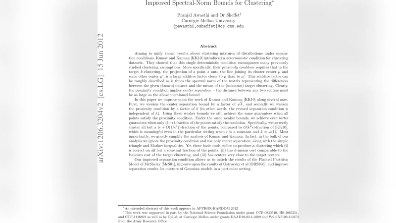 Improved Spectral-Norm Bounds for Clustering
