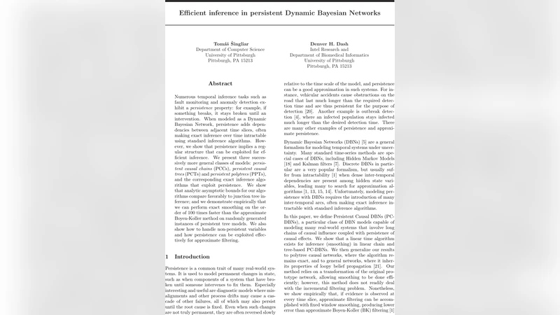 Efficient inference in persistent Dynamic Bayesian Networks