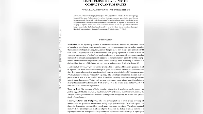Finite closed coverings of compact quantum spaces