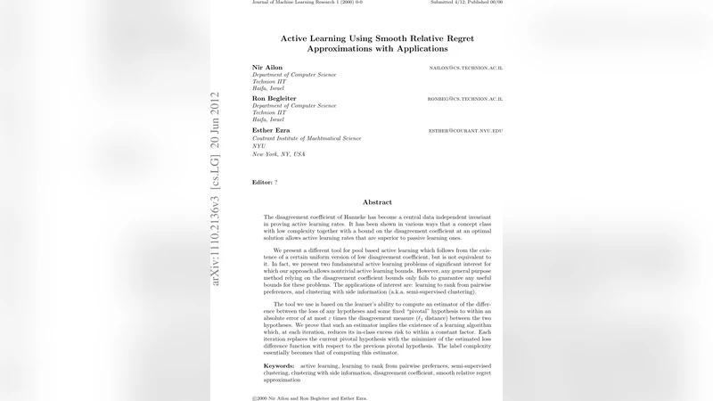 Active Learning Using Smooth Relative Regret Approximations with   Applications