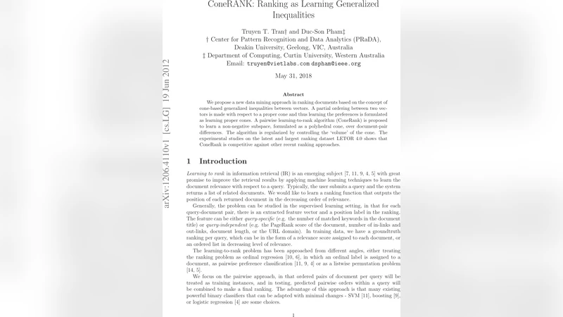 ConeRANK: Ranking as Learning Generalized Inequalities