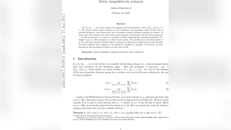 Metric inequalities for polygons