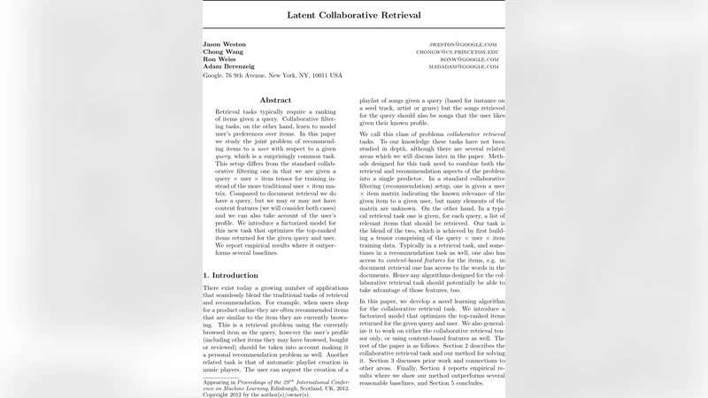 Latent Collaborative Retrieval