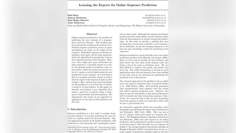 Learning the Experts for Online Sequence Prediction