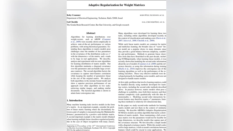 Adaptive Regularization for Weight Matrices