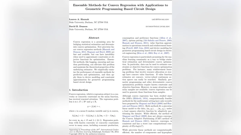 Ensemble Methods for Convex Regression with Applications to Geometric   Programming Based Circuit Design