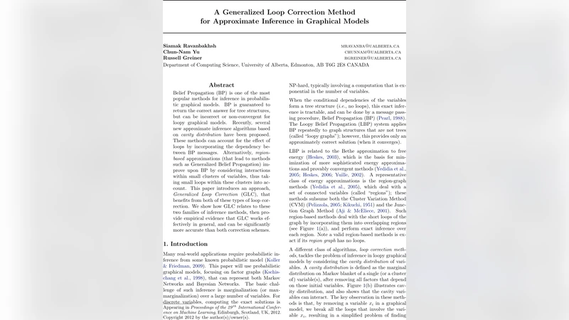 A Generalized Loop Correction Method for Approximate Inference in   Graphical Models