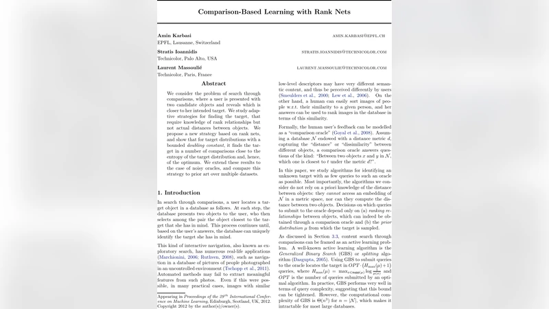 Comparison-Based Learning with Rank Nets
