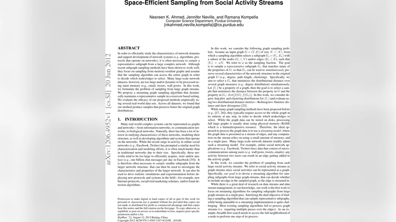 Space-Efficient Sampling from Social Activity Streams