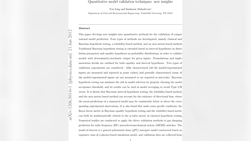 Quantitative model validation techniques: new insights