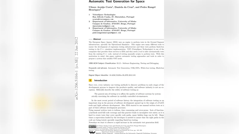 Automatic Test Generation for Space