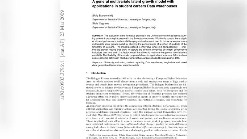 A general multivariate latent growth model with applications in student   careers Data warehouses