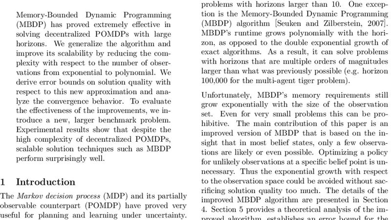 Improved Memory-Bounded Dynamic Programming for Decentralized POMDPs