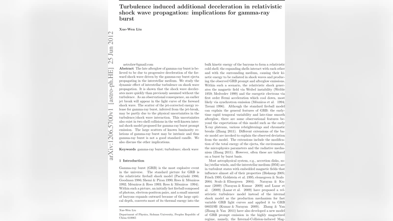 Turbulence induced additional deceleration in relativistic shock wave   propagation: implications for gamma-ray burst